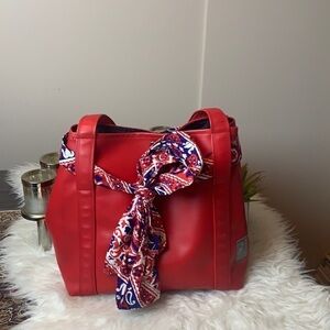 ASTROSATCHEL hot red scarf tie medium size satchel bag